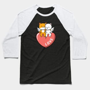 Winged Cat Love Valentines Light Baseball T-Shirt